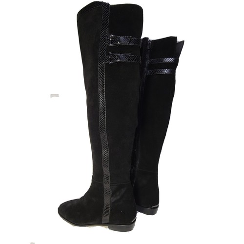Michael Kors Womens boots OTK Over the Knee black Suede snake trim flat sz 7.5 - Picture 7 of 11