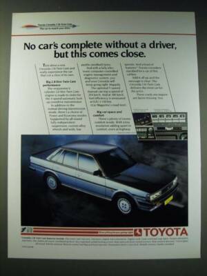 1987 Toyota 2.8i Twin Cam Car Ad - No car's complete without a driver