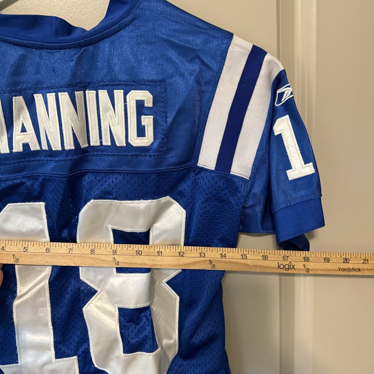 MANNING #18 JERSEY REEBOK SHIRT STITCHED NFL ONE FIELD BLUE