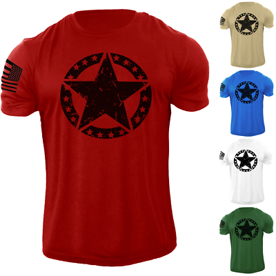 T-shirt Patriotique Homme - Drapeau USA Et étoiles - Coton 100% - Coupe Classique