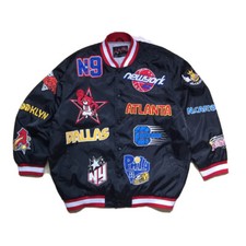 VTG 90s Y2k Fam Score All Stars Basketball Patches Bomber Jacket 3XL 100%Nylon