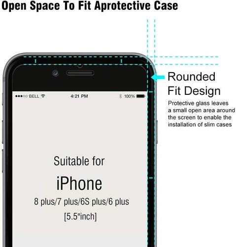 for iPhone 8 Plus/7 Plus/6s Plus Anti-Blue Light Screen Protector Tempered Glass - Picture 5 of 5