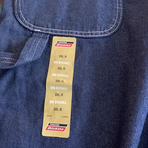 Dickies Men’s Bib Overall Size (3XL R) Dark Blue (Rinsed Indigo) Durable 54x31 - 第 3/4 張圖片