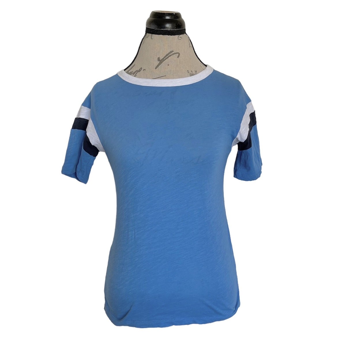 J Crew Womens Blouse Sz XXS Randy Raglan Tee Shirt Baseball Short