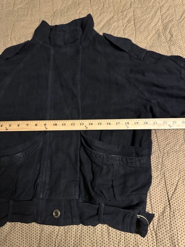 Chaqueta de moto Free People XS para mujer mezcla de lino negra pesada grunge gótica - Imagen 21 de 22