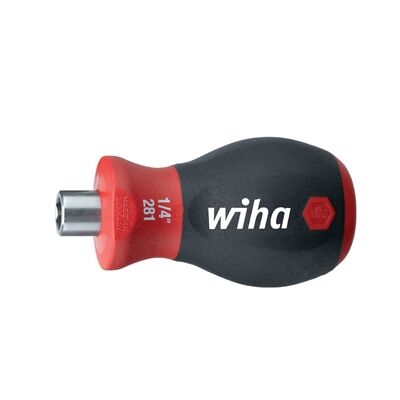 Stubby Magnetic Bit Holder 1 4 Inch for Confined Spaces Wiha SoftFinish Grip