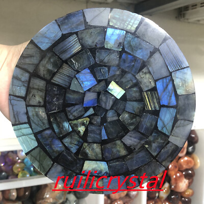 A+A+300g+Natural Labradorite disc Quartz Crystal Mineral Spectrolite Healing 1PC