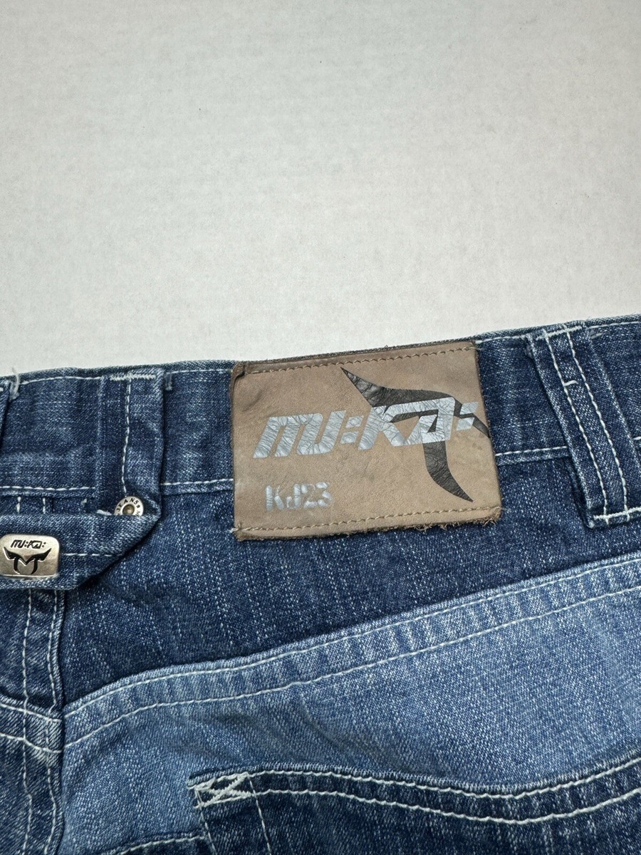 VTG Rare Y2K Muka Wear Patchwork Baggy Denim Jeans Mens VTG Rare Y2K Muka Wear Patchwork Baggy Denim Jeans Mens
