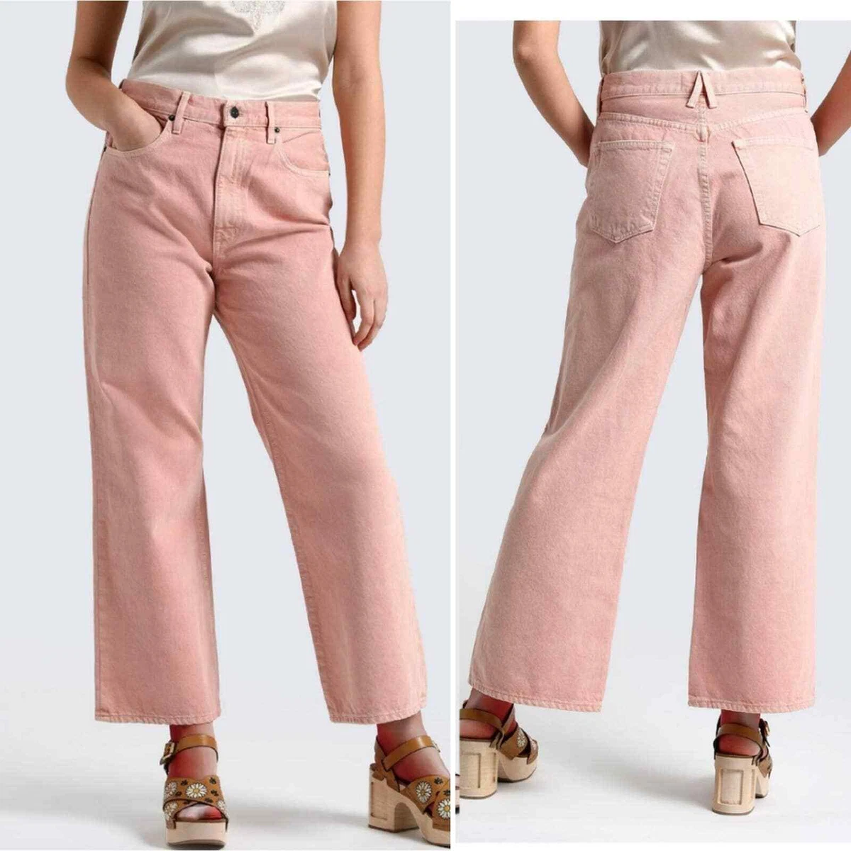 Slvrlake Grace Ankle Wide Leg High Rise Jeans Size 30 Blush eBay