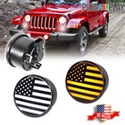 US Flag LED White DRL Amber Signal Smoked Lights for 2007-2018 Jeep Wrangler JK
