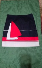  Beach Nautical Saiboat Cotton Mini Skirt Sz 2P Talbots Resort Vaca