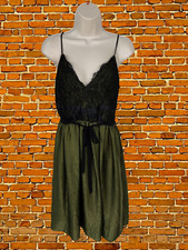 BNWT NEXT PETITE SIZE UK 10 KHAKI LACE TRIM STRAPPY OCCASION PARTY SKATER DRESS