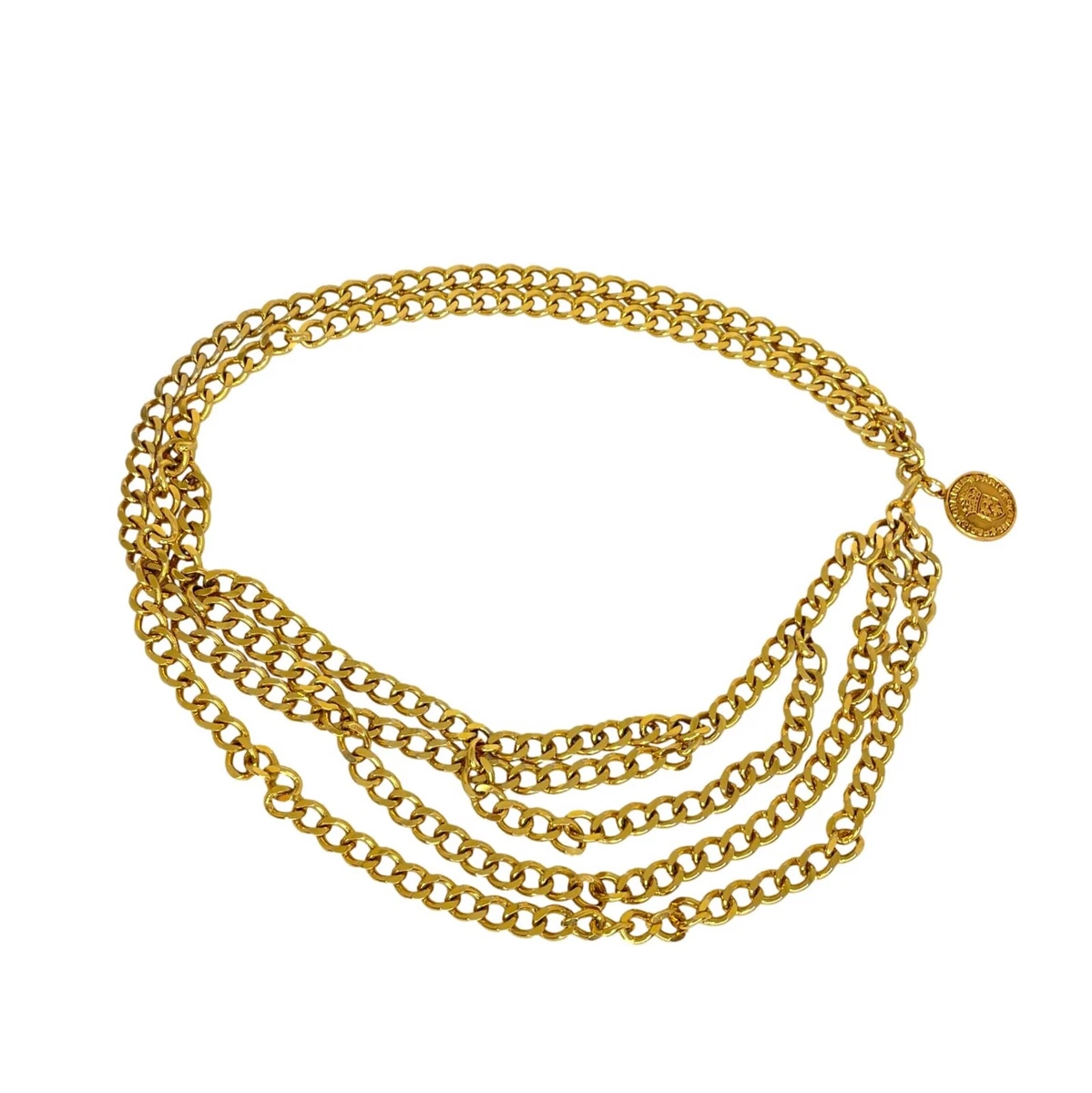 CHANEL Vintage 80s Gold-Plated Multi Chain Layered Coin Belt/Body Chain