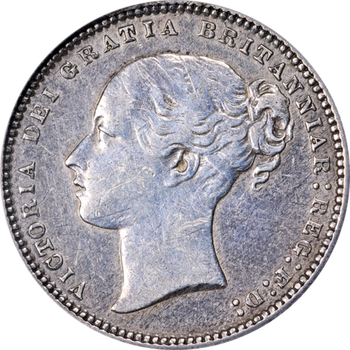 Great Britain 1874 Shilling ICG AU53 Details KM#734.2 - Cleaned - Afbeelding 1 van 4