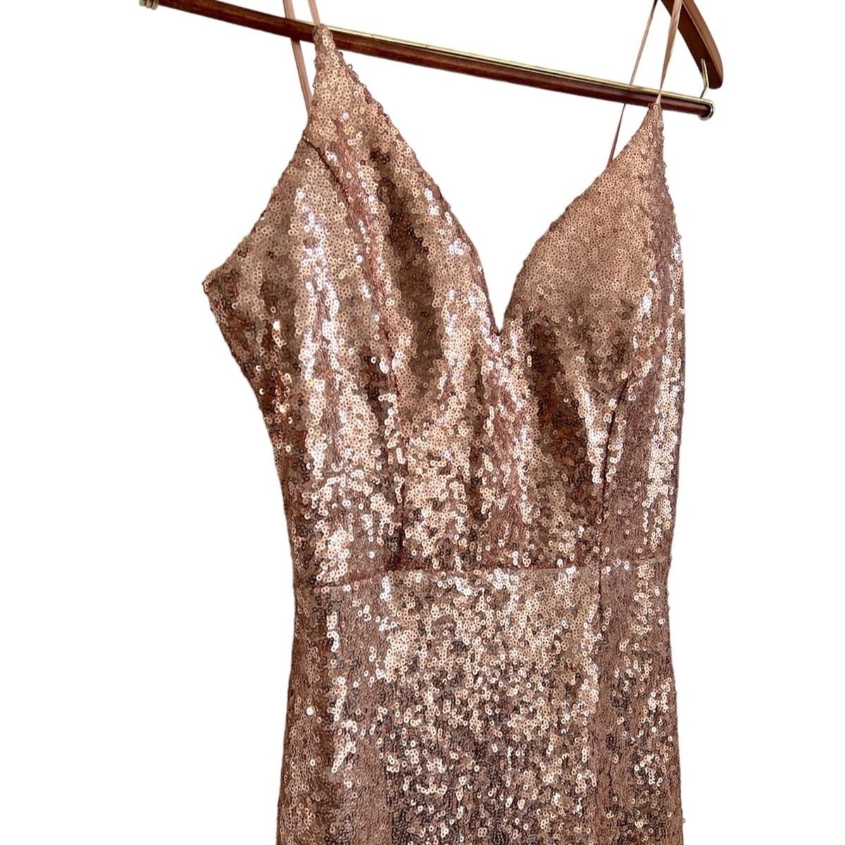 B.Smart | Sequined Rose Gold Bodycon Side Slit Formal Dress | Size 3/4 B.Smart | Sequined Rose Gold Bodycon Side Slit Formal Dress | Size 3/4
