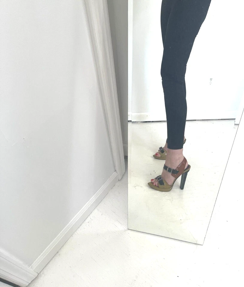 Impresionantes MARNI Tricolor Charol Marrón Plataforma Tacones Hebillas 39 Foto 3 de 4