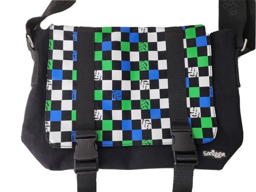 SMIGGLE Black CHECKERED MESSENGER BAG 