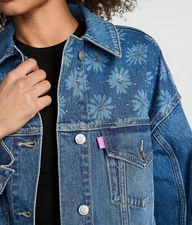 Victoria's Secret VS PINK Bling Rhinestone Denim Jean Trucker Jacket XXL 2XL