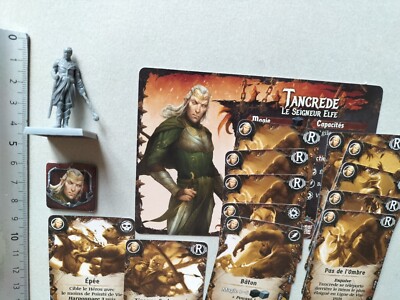 Miniature + Carte TANCREDE Seigneur Elfe - Jeu Orcquest Warpath G483 - Occasion - Marque Monolith