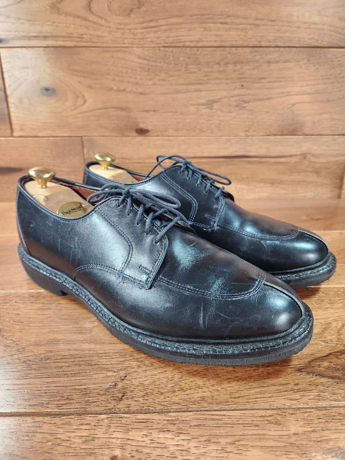 SAOLA Scarpe derby Allen Edmonds ASHTON nere in pelle punta divisa suole in gomma taglia 9D