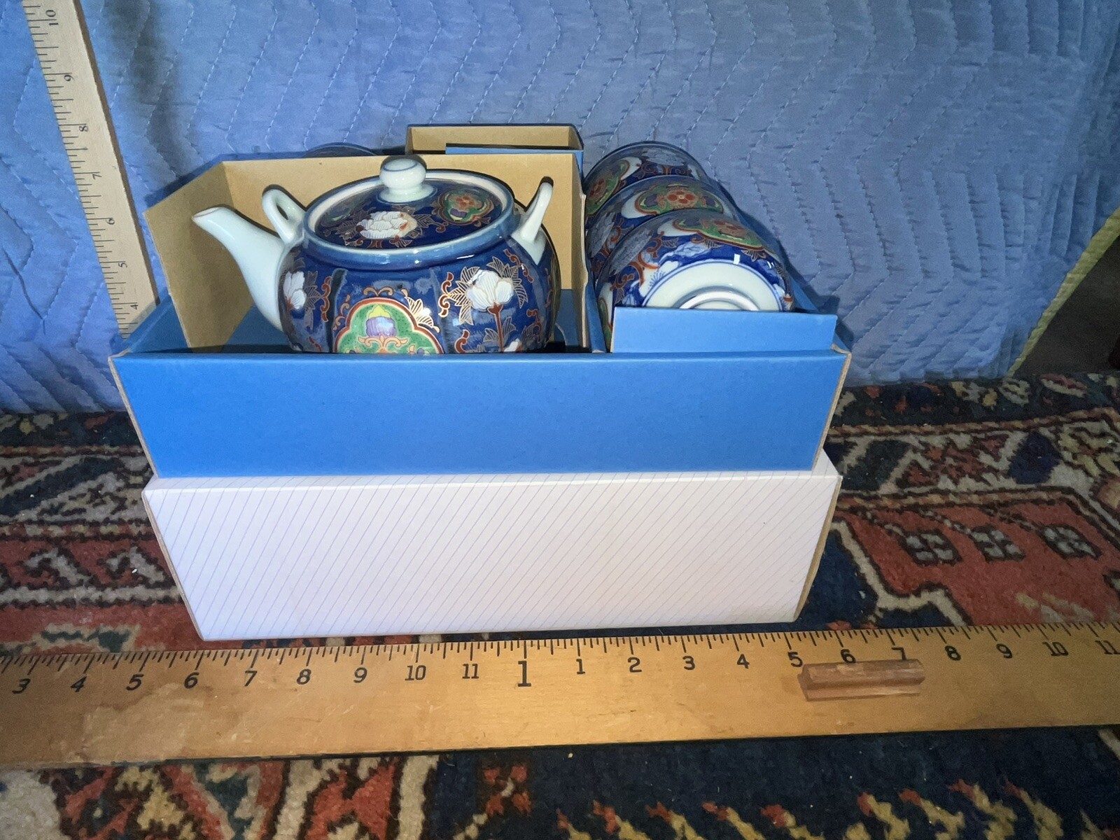 Vintage Arita Japanese Imari Porcelain Tea Set Pot and Five Cups eBay