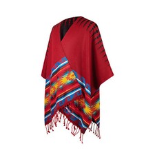 SOFT WARM RED ALPACA WOOL SOUTH AMERICAN PONCHO RUANA WRAP SHAWL CAPE OTAVALO