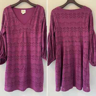 Anthropologie Maeve Laila Lace Dress Plum Purple Size Small | eBay