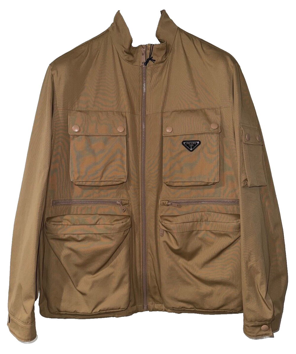 Prada Beige Cotton Multi Pocket Safari Overcoat Outerwear Jacket