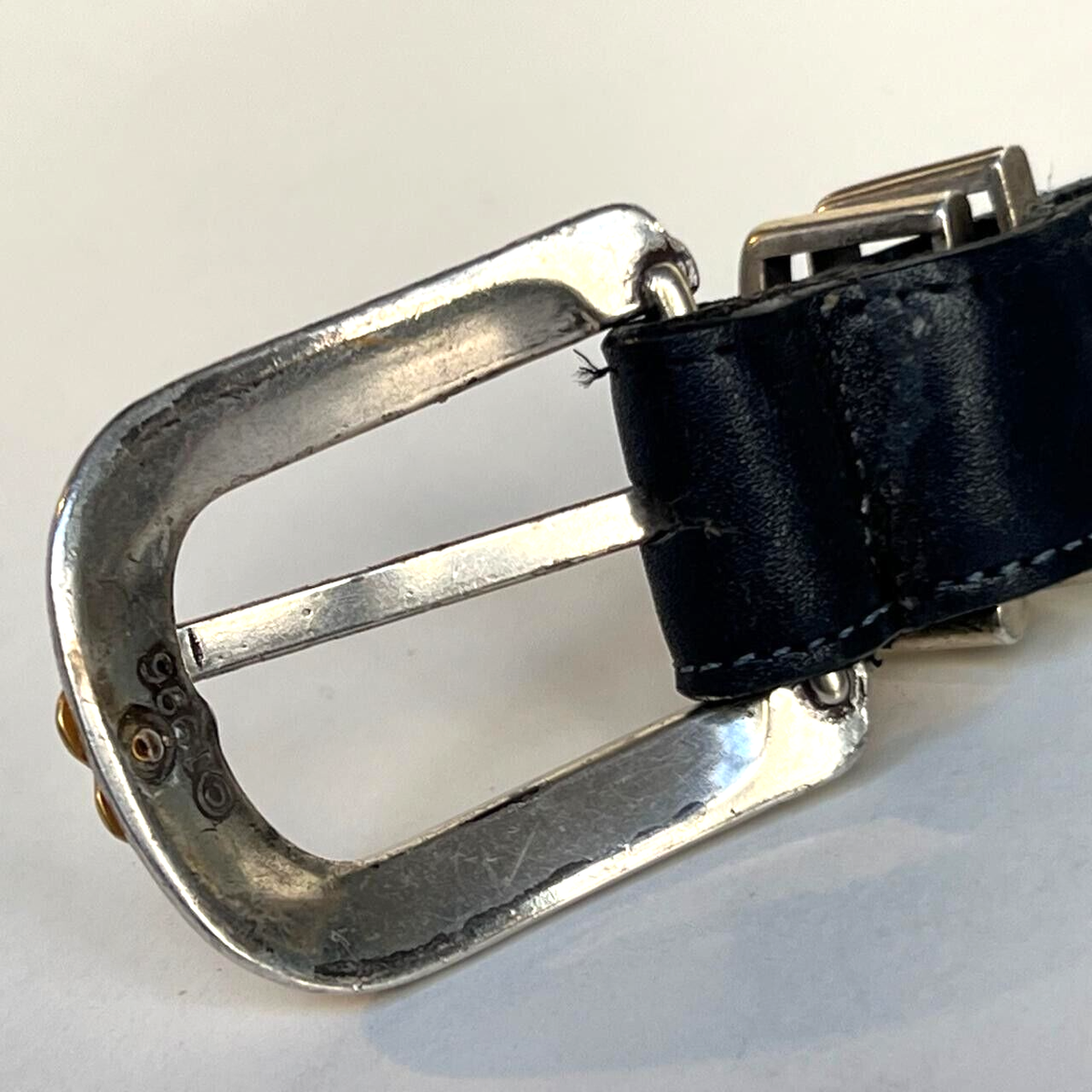 1996 Brighton Black Leather Belt Sz L Waist 28