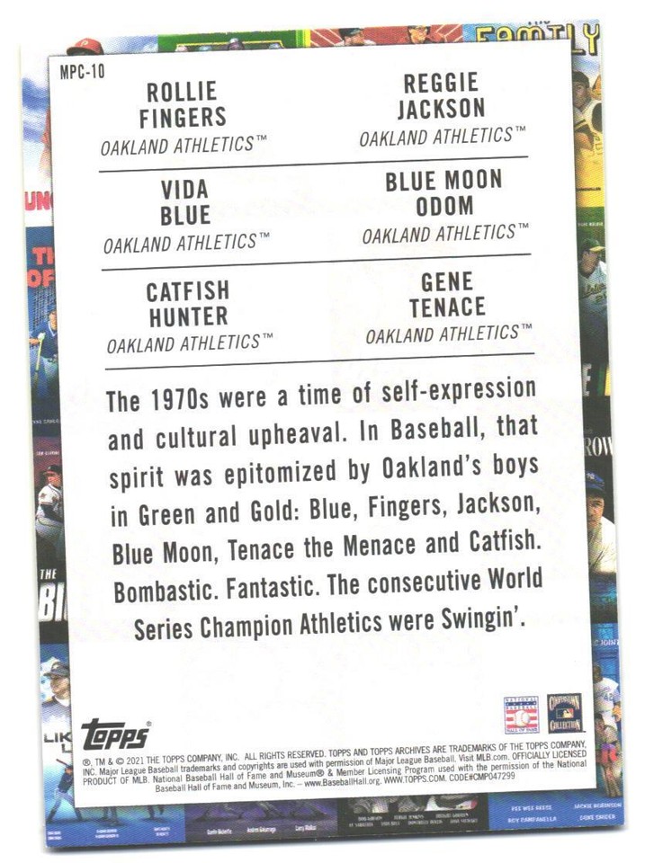 2021 Topps Archives Catfish HunterTenaceReggie JacksonRollie Fingers MPC10 eBay
