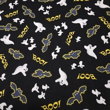 Spooky Eve BTY Quilting Treasures Halloween Ghosts on Black Yellow Boo