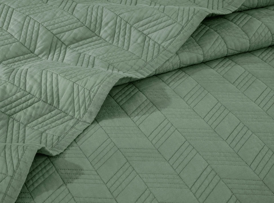 Chezmoi Collection Roswell 3-piece Cotton Quilt Set Geometric Stitched Bedspread - Image 3 of 4