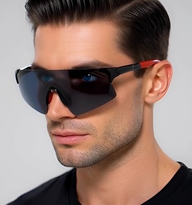 Sport Men Baseball Running Ski Sunglasses Retro Reflective Big Single Lens 2023