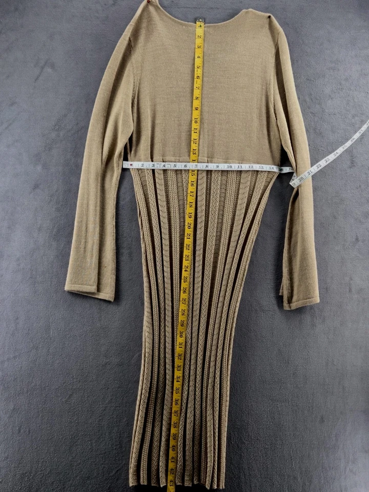 Vestido suéter para mujer Spense cuello en V tejido cintura imperio manga larga marrón talla L Foto 4 de 4
