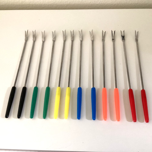 VTG 10" Fondue Forks- Set of 12-Stainless Steel with Plastic Handles / Japan