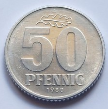 DDR, 3. M&uuml;nzserie, 50 Pfennig 1980 A, J. 1512 ***(#102)