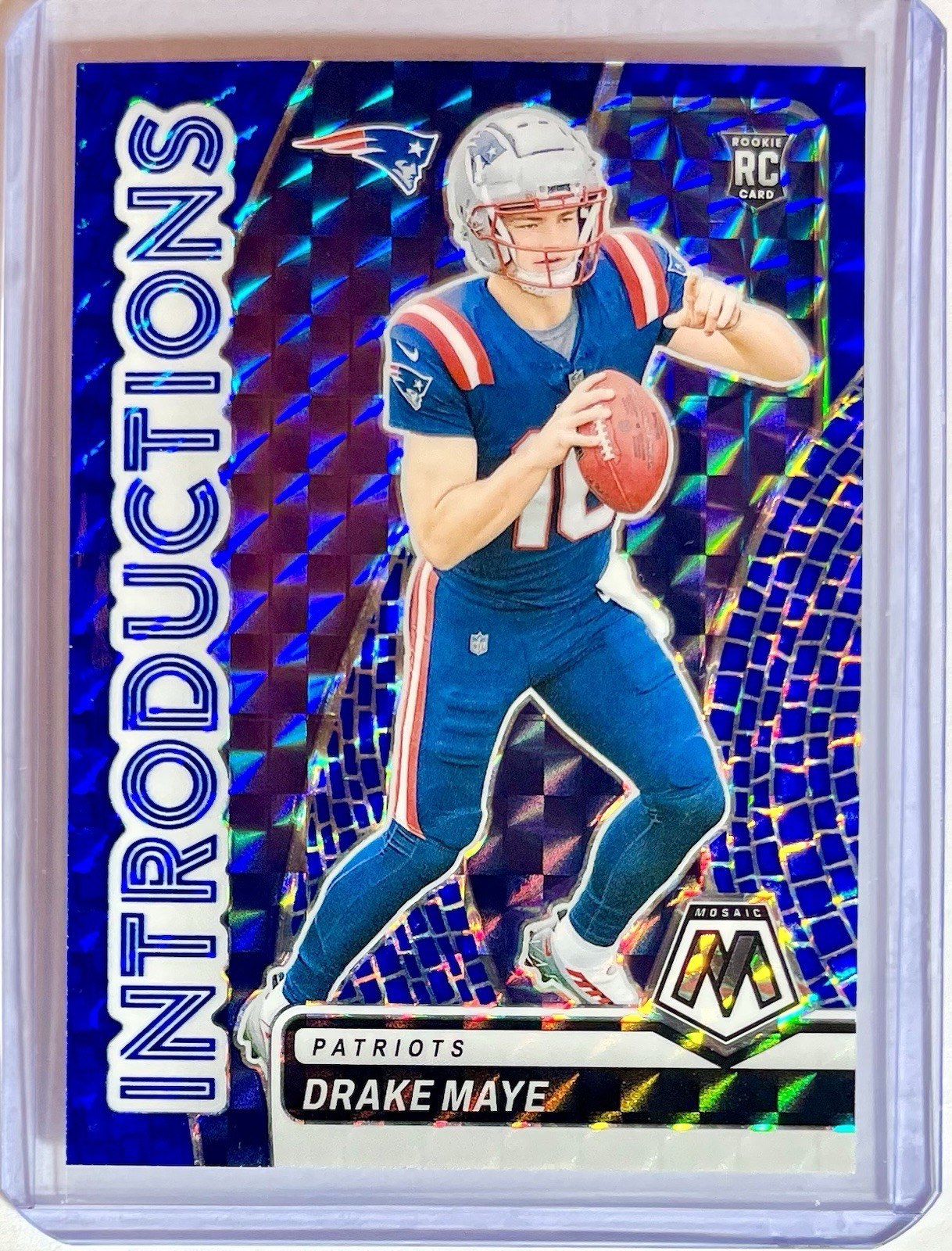 Drake Maye ROOKIE CARD RC 2024 Mosaic Introductions BLUE PRIZM /99 | COLOR MATCH