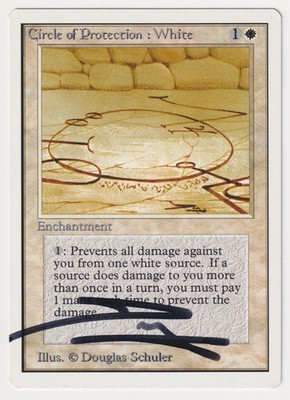 Signed Circle of Protection: White MP Unlimited Artist Douglas Shuler MTG Magic!