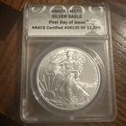 2009 American Silver Eagle - ANACS MS70 1st Day Issue Certified 06130 Of 11,465