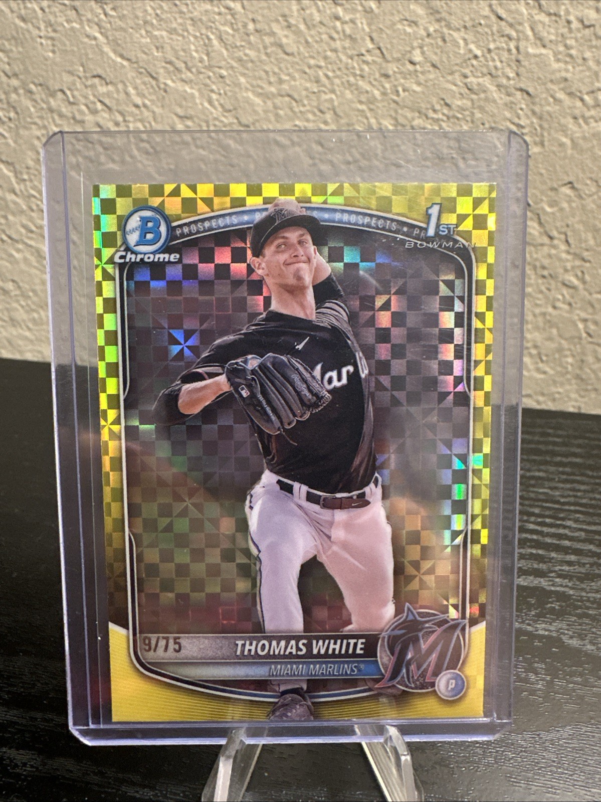 2025 1st Bowman Chrome Thomas White Yellow Geometric /75