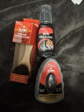 KIWI Shoe Polish Set: Applicator Brush, Heel  Edge Dressing, Black Shine Sponge