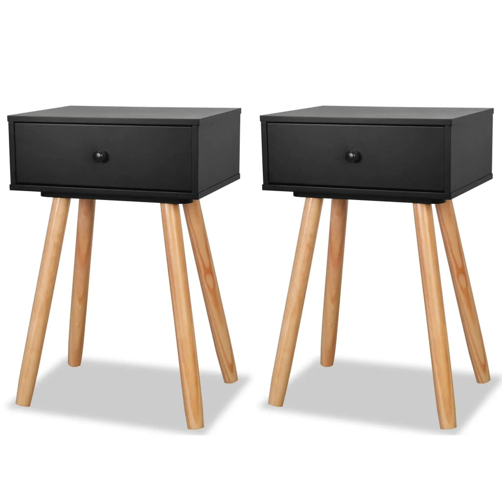 Lot de 2 tables de nuit rangement double petit meuble de chambre en MDF robuste 61cm