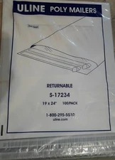 ULINE Poly Mailers  19" x 24"  3 MIL Returnable S-17234 NEW 100pk multiples