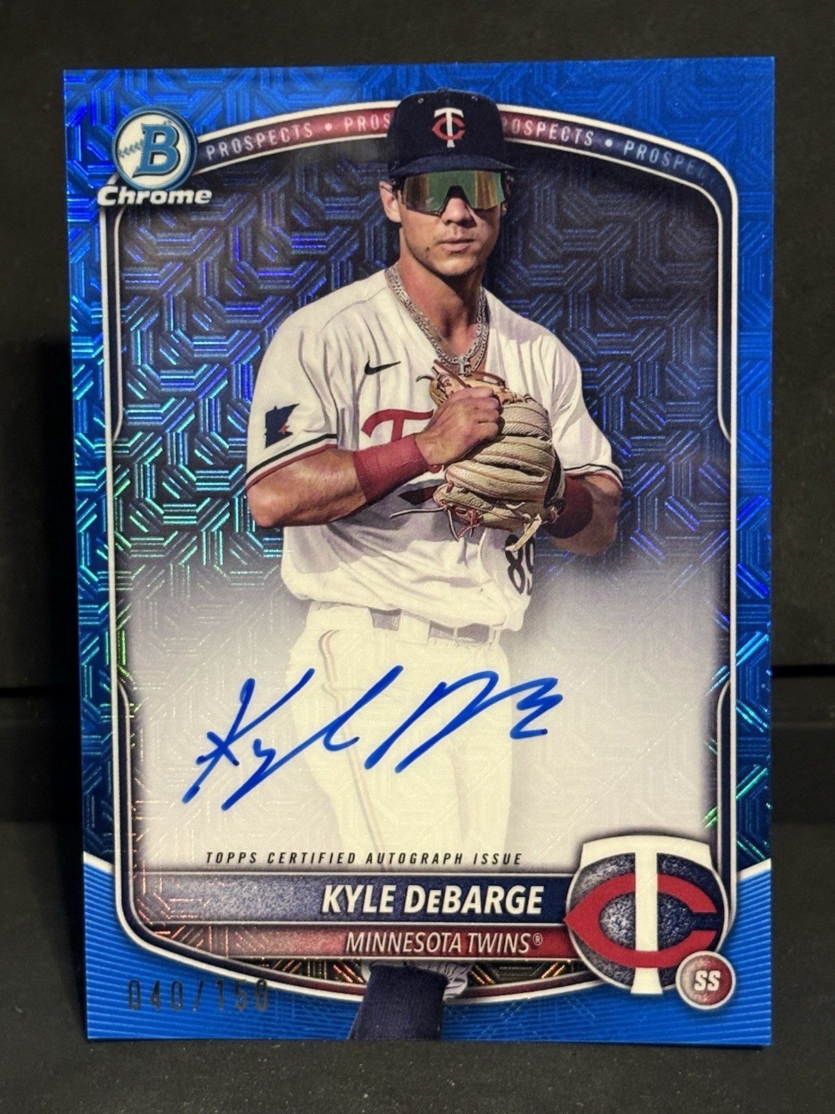 2025 Bowman Chrome Mega Auto Kyle DeBarge Blue Mojo /150 #BMA-KD Minnesota Twins