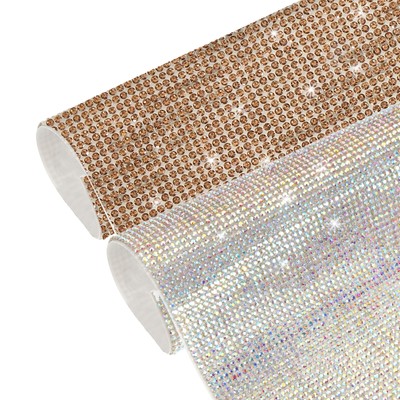 2er Pack Glitzer Strass Blatt 9,44x7,87'' Bunt Gelb