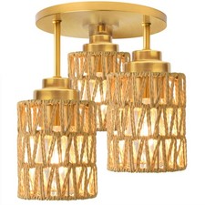 3-Light Semi Flush Mount Ceiling Light Fixture, Boho Farmhouse Light Fixtures...