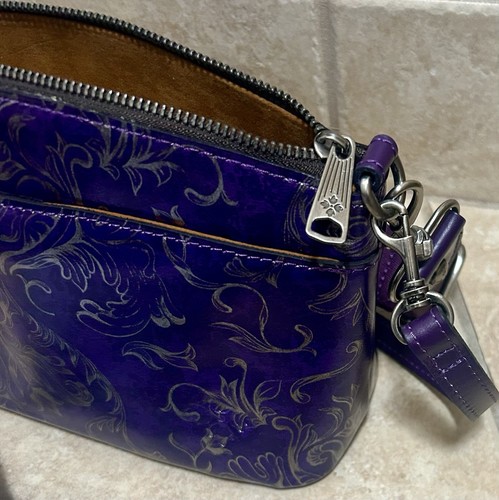 Patricia Nash MARCIE Leather Crossbody Bag-Acai Purple Floral~NWT - Picture 7 of 11