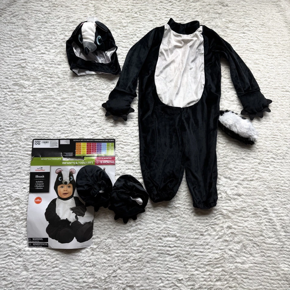 Way To Celebrate Baby Skunk Halloween Costume 12 18 months Unisex Boy Girl - Image 3 of 4