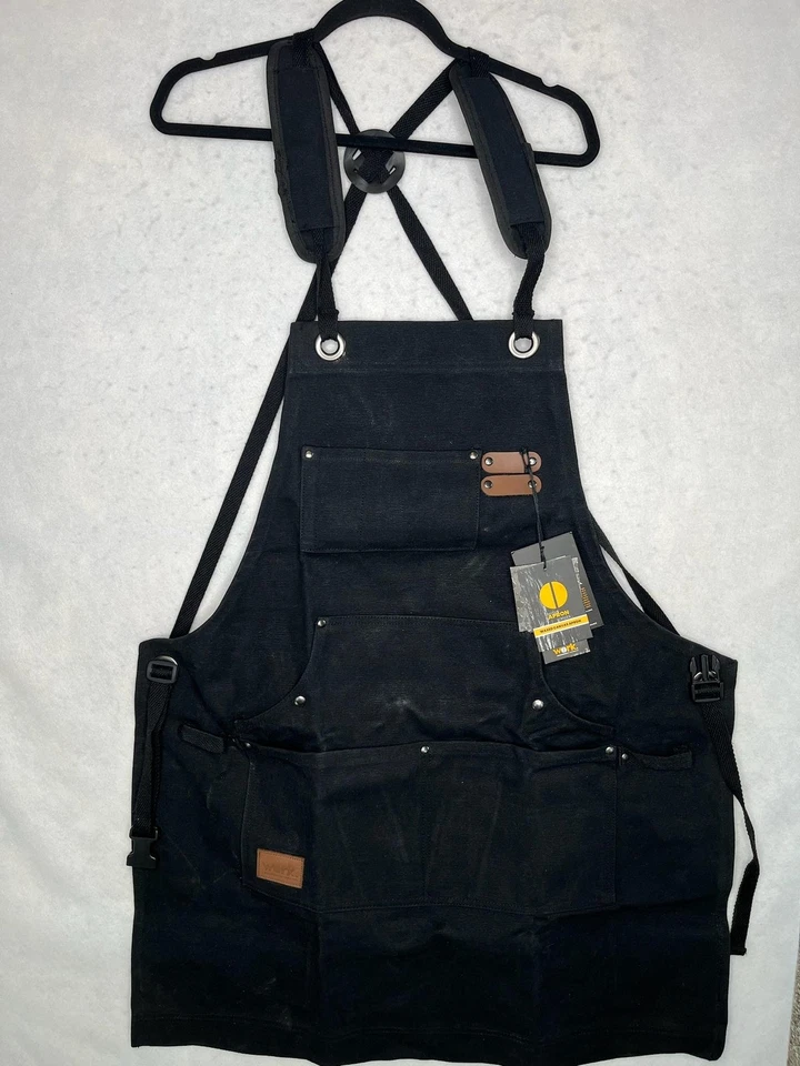 Wurk Waxed Canvas Work Apron Black Utility Tool Pockets Adjustable Mens Heavy - Image 2 of 4