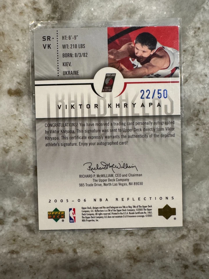 Viktor Khryapa 2005/06 Upper Deck Reflections Auto Autograph RC #22/50 Blazers - Image 2 of 4